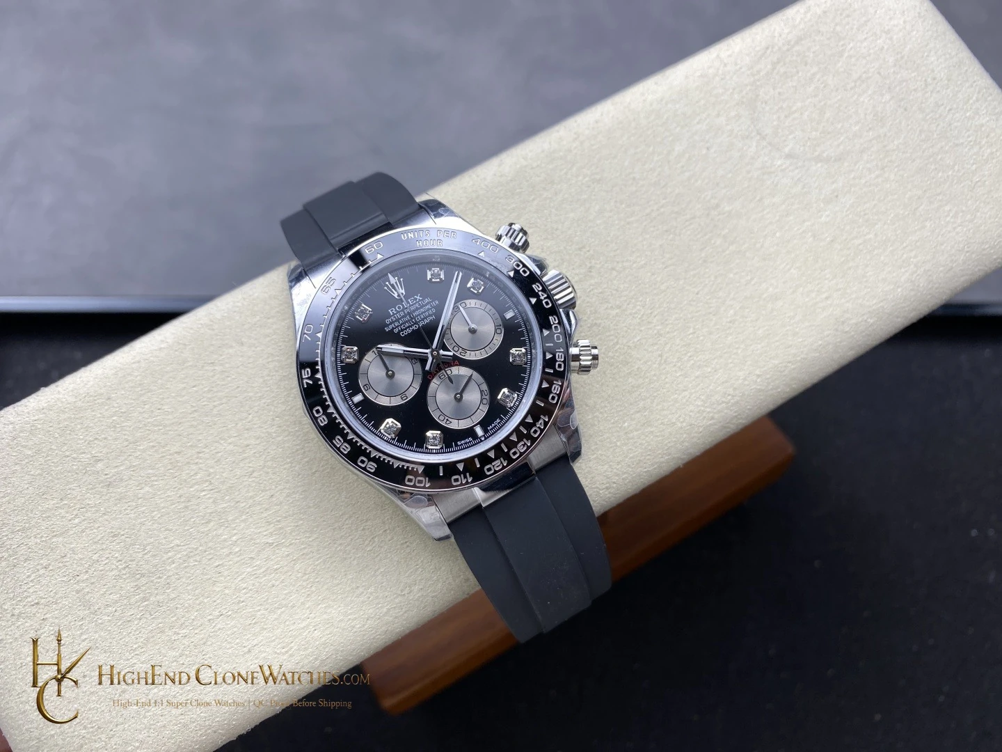 Rolex Daytona 126519LN-0004 angled dial view super clone watch