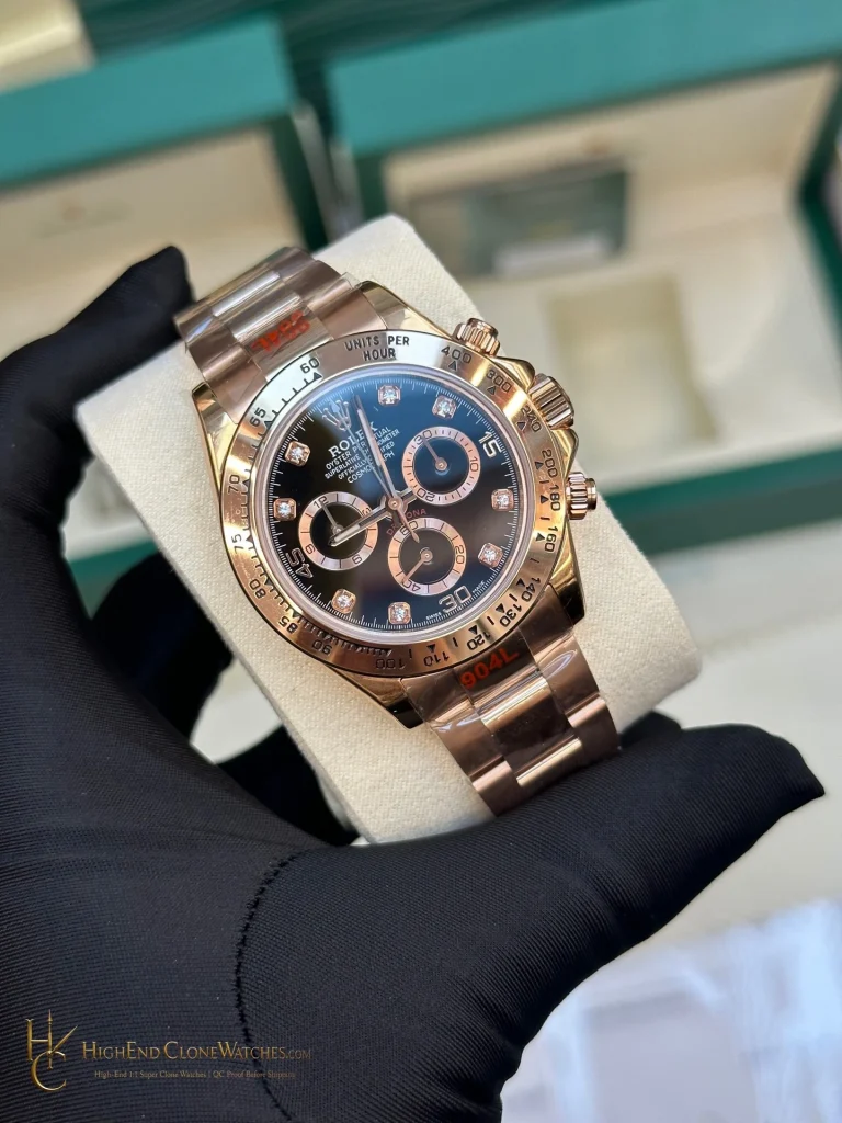 Rolex Daytona 116505-0015 angled dial view super clone watch