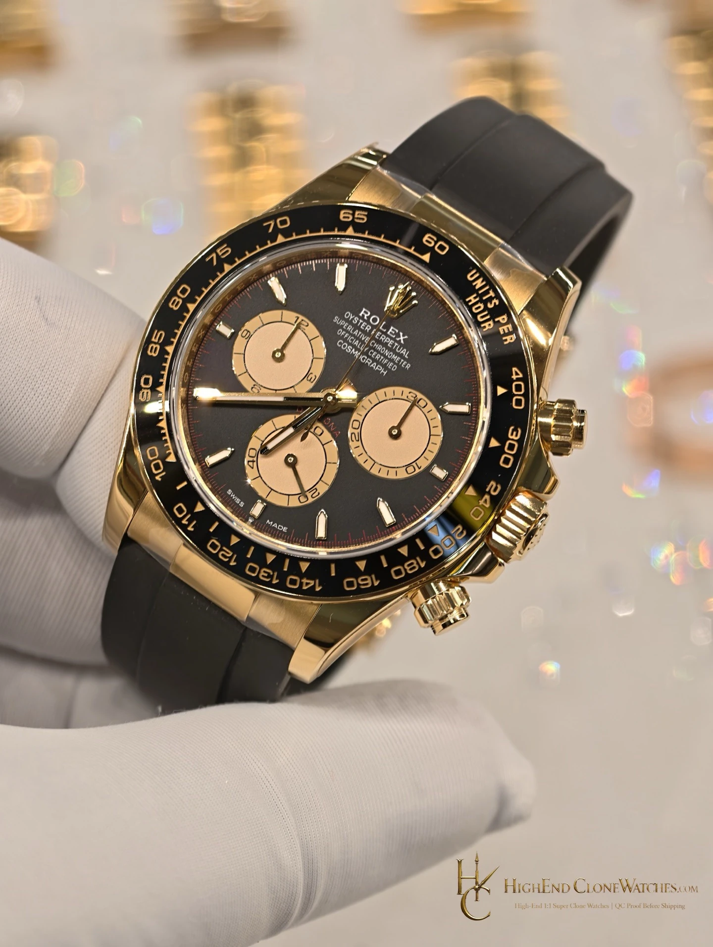 Rolex Daytona 126518LN-0004 bezel detail super clone watch