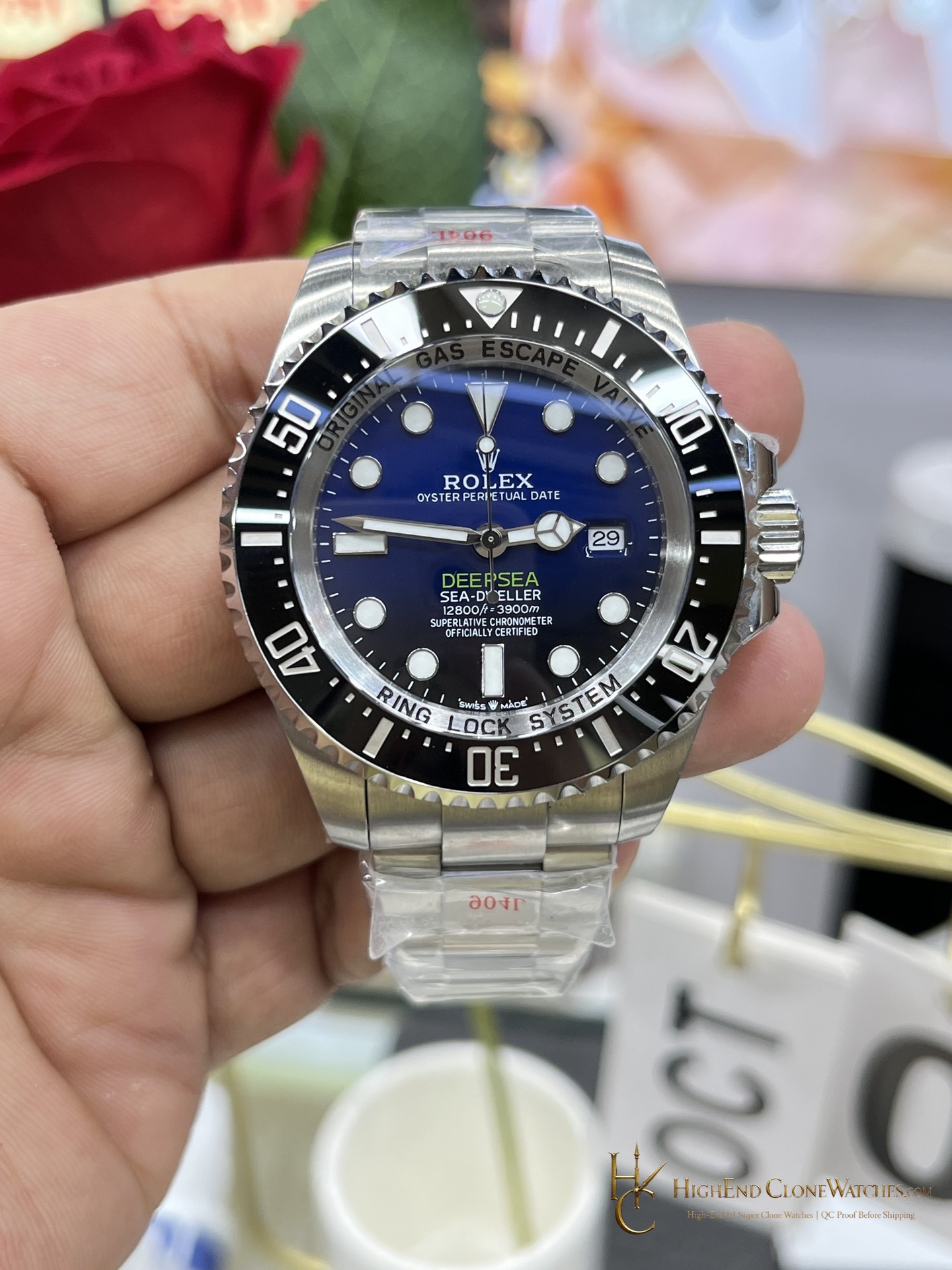 Rolex Deepsea Sea-Dweller 126660 D-Blue front view super clone watch