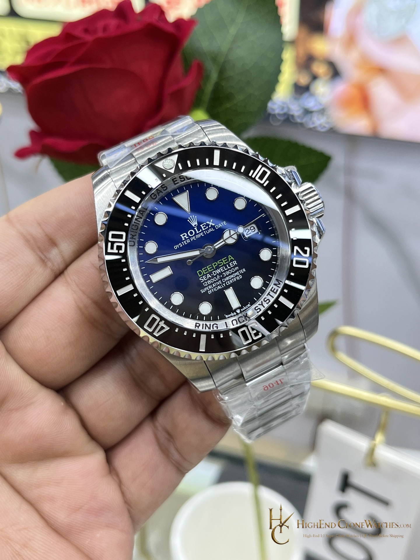 Rolex Deepsea Sea-Dweller 126660 D-Blue caseback view super clone watch