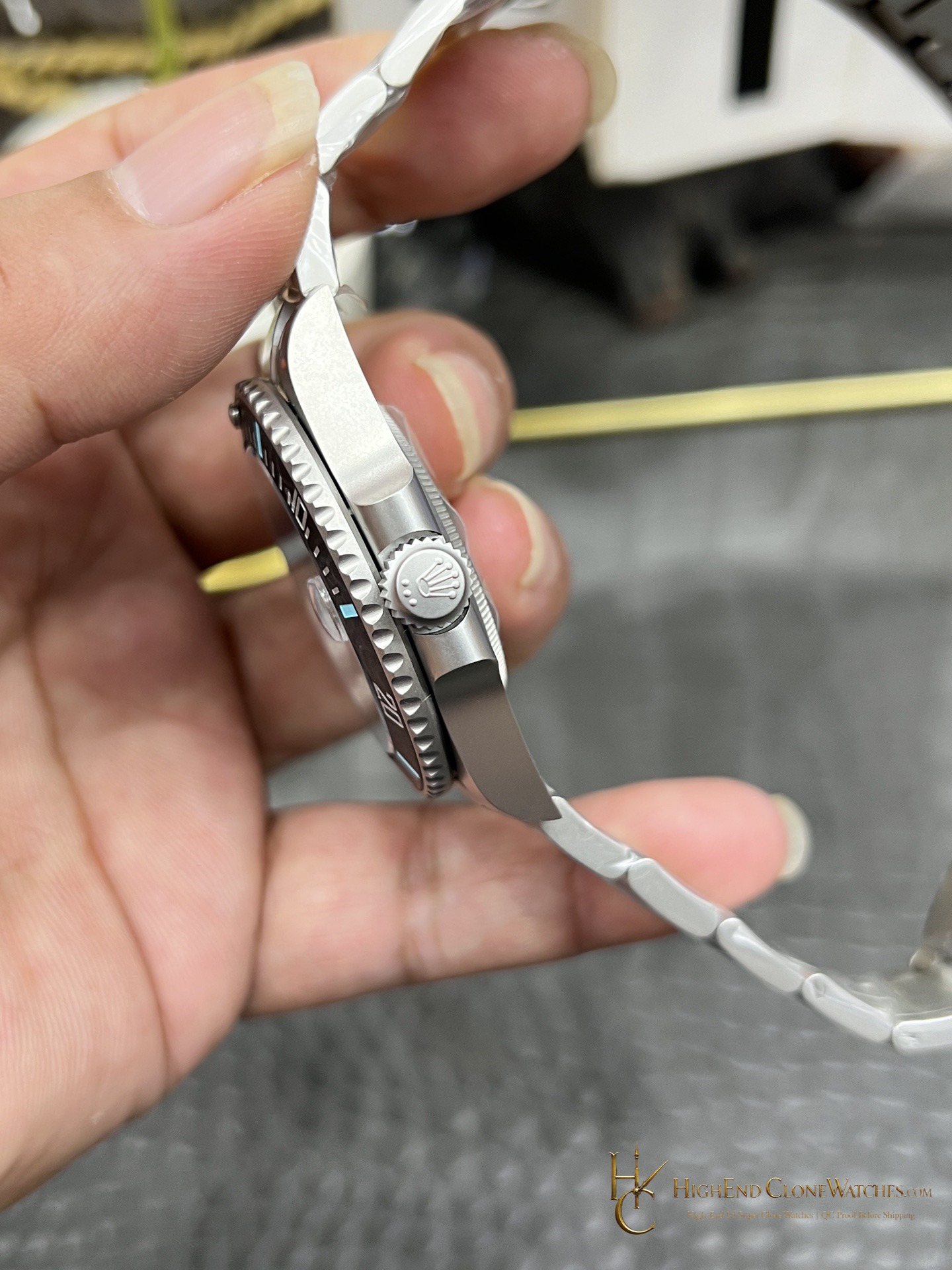 Rolex Submariner DIW Custom crown and case detail super clone watch