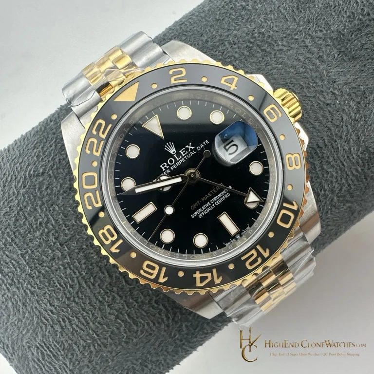 Rolex GMT-Master II 126713GRNR angled dial view super clone watch
