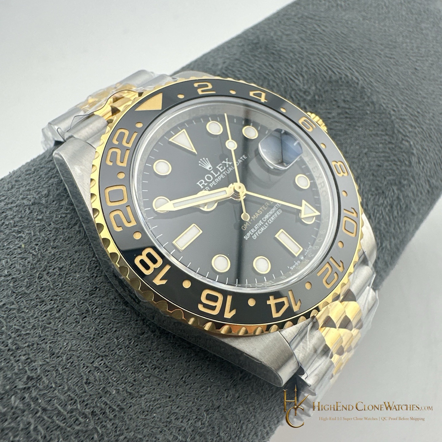 Rolex GMT-Master II 126713GRNR crown and case detail super clone watch