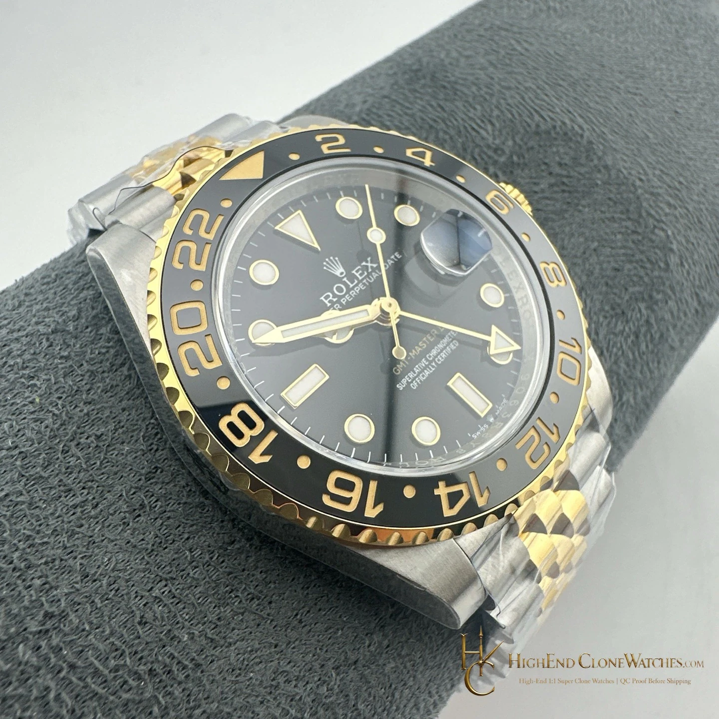 Rolex GMT-Master II 126713GRNR crown and case detail super clone watch