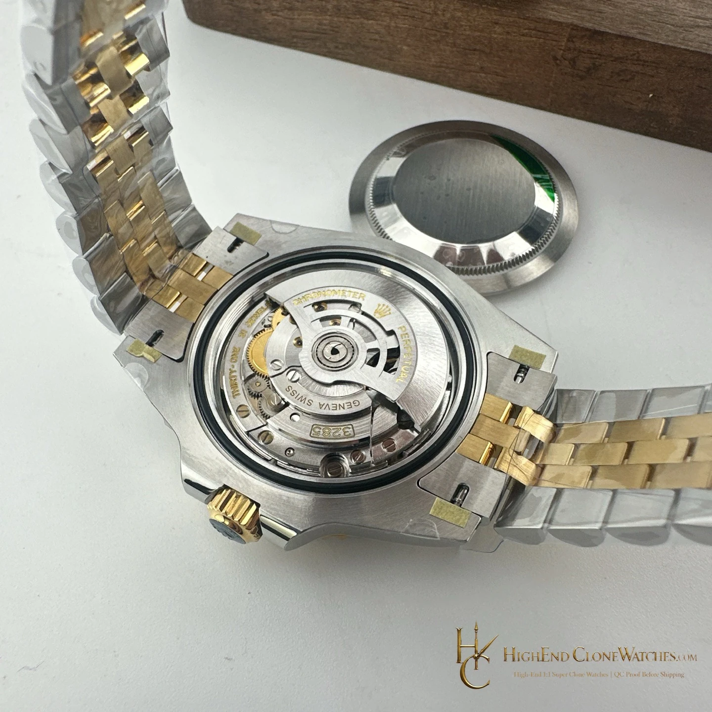 Rolex GMT-Master II 126713GRNR caseback view super clone watch