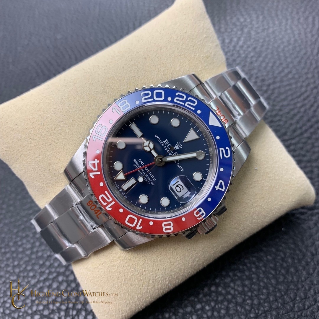 Rolex GMT-Master II 126719BLRO bezel detail super clone watch