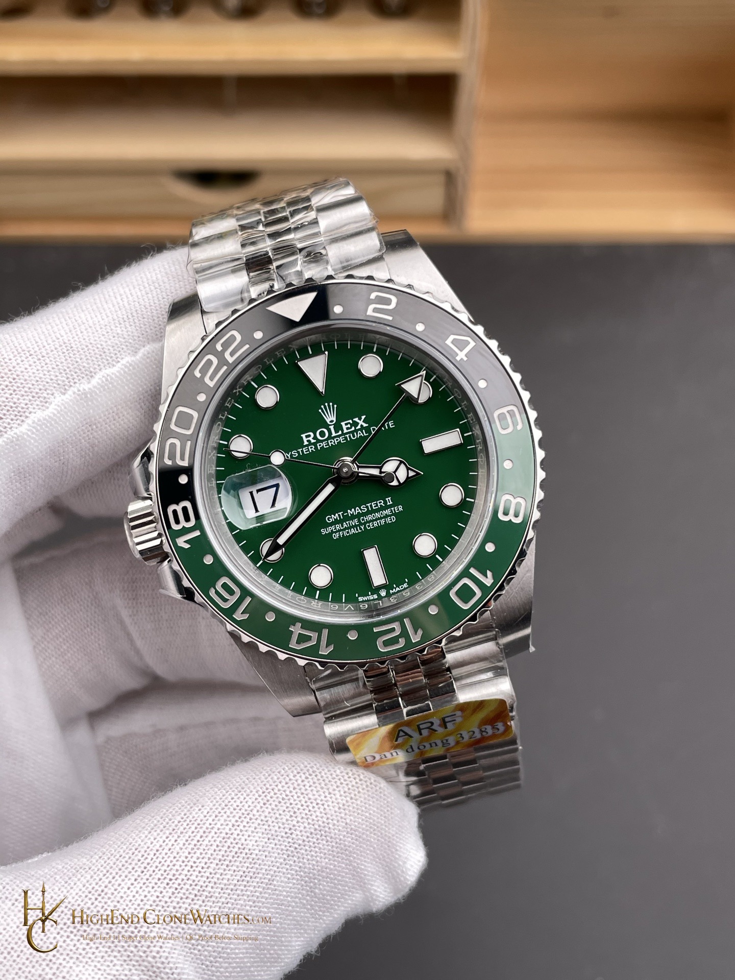 Rolex GMT-Master II M126729VTNR angled dial view super clone watch