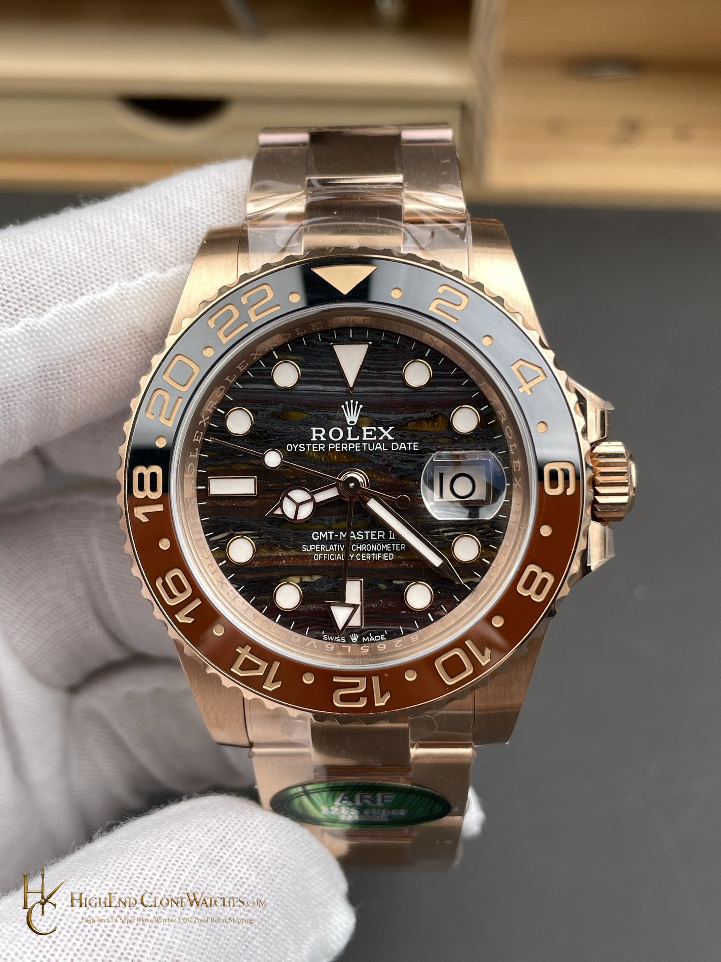 Rolex GMT-Master II 126715CHNR-0002 dial and marker detail super clone watch