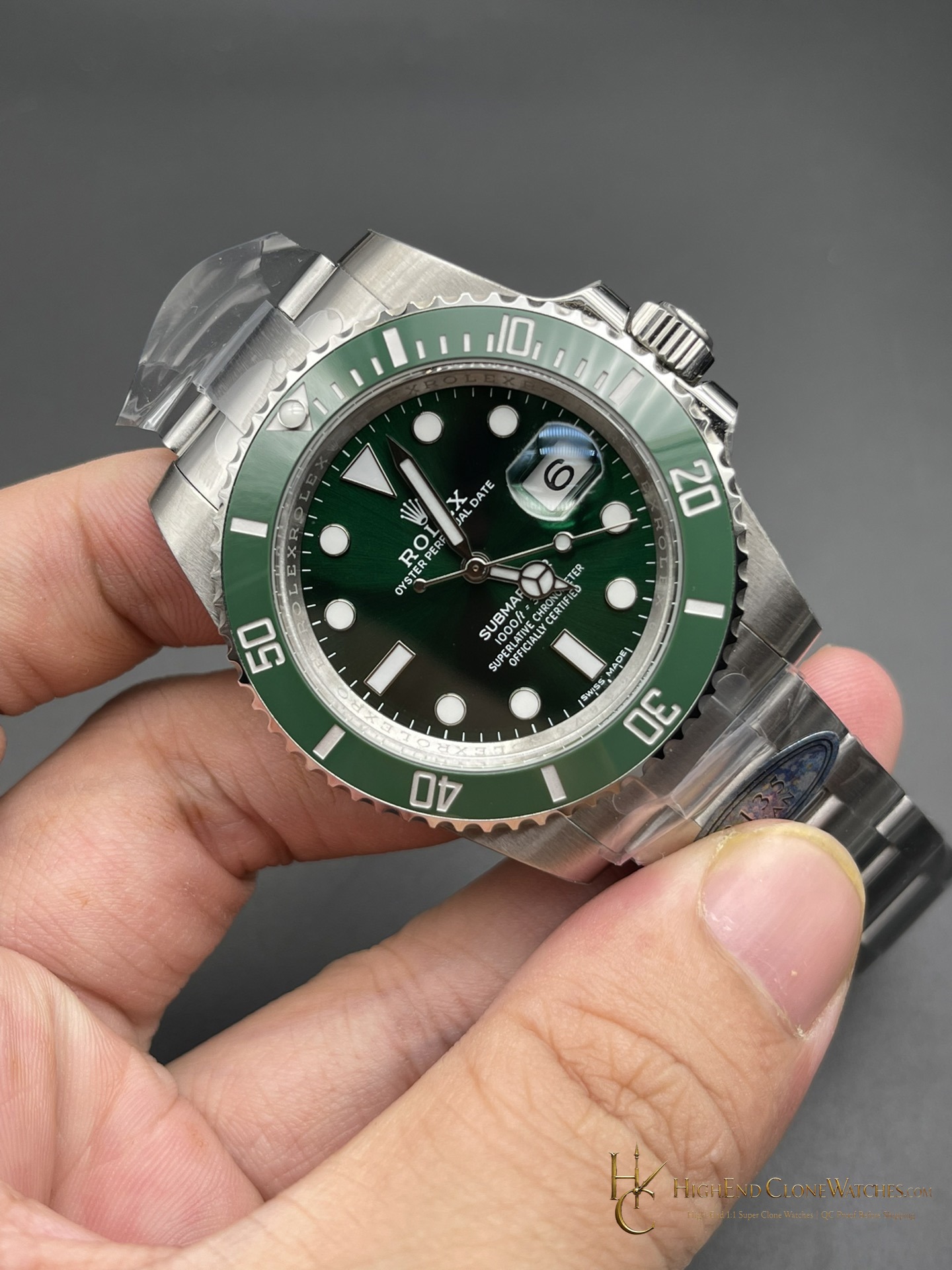 Rolex Submariner 116610LV angled dial view super clone watch