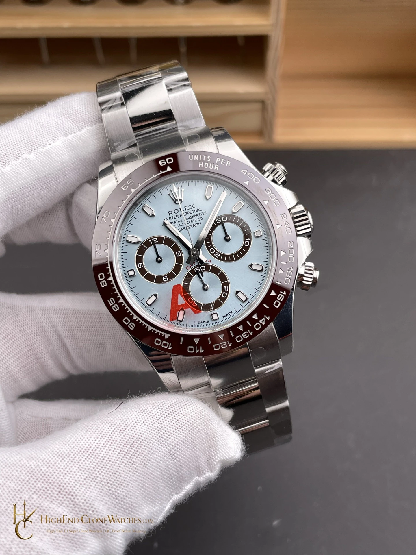 Rolex Daytona 116506-0001 angled dial view super clone watch