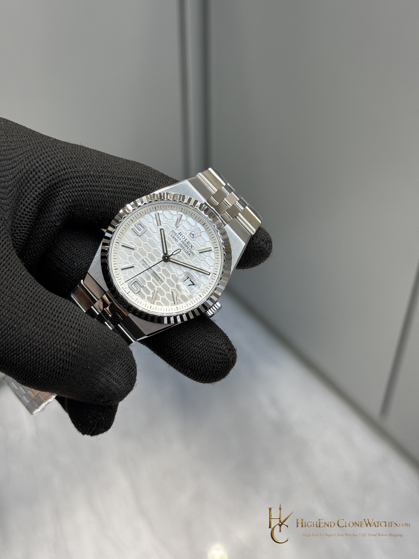 Rolex Land-Dweller 127334 fluted steel bezel super clone watch