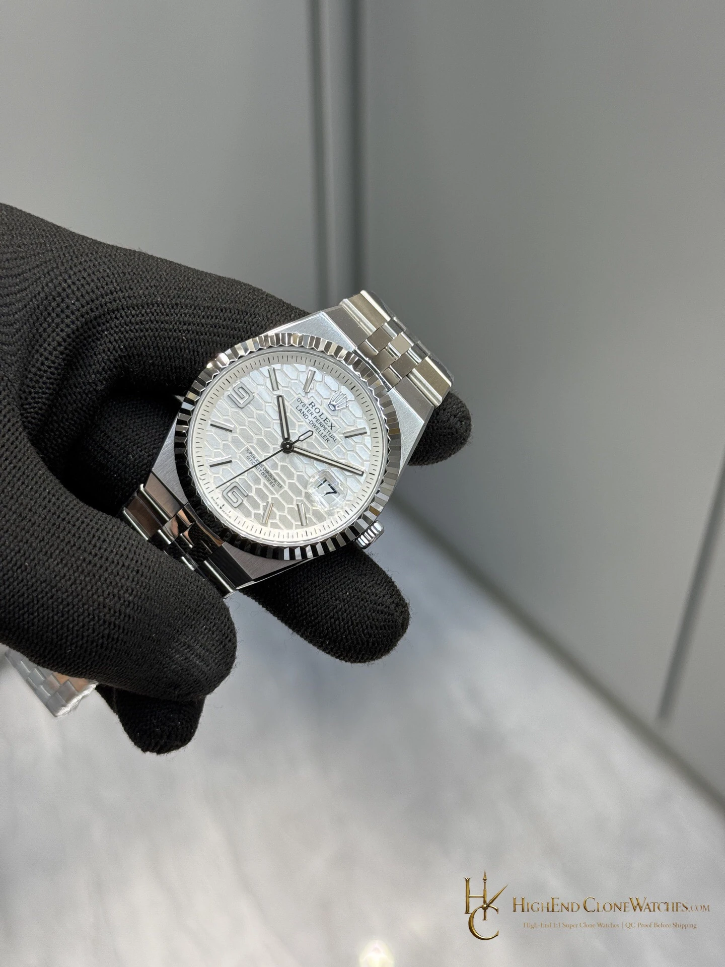 Rolex Land-Dweller 127334 fluted steel bezel super clone watch
