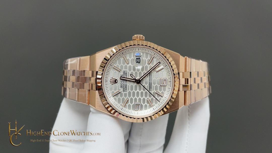 Rolex Land-Dweller angled dial view super clone watch