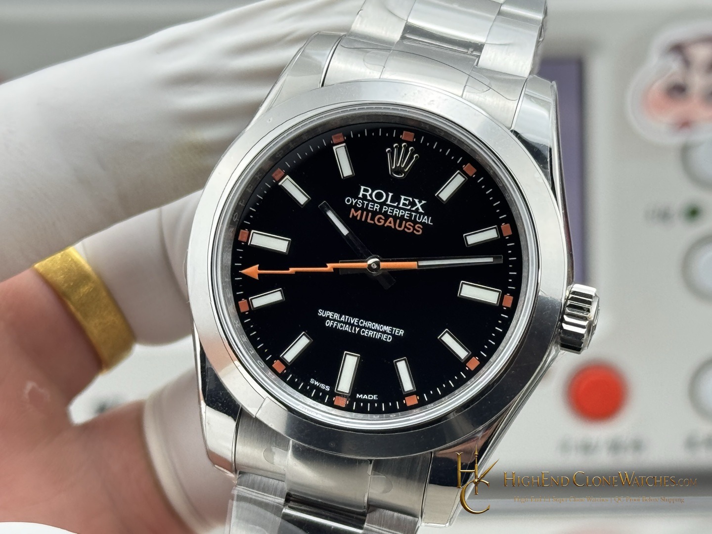Rolex Milgauss 116400-0001 side case profile super clone watch