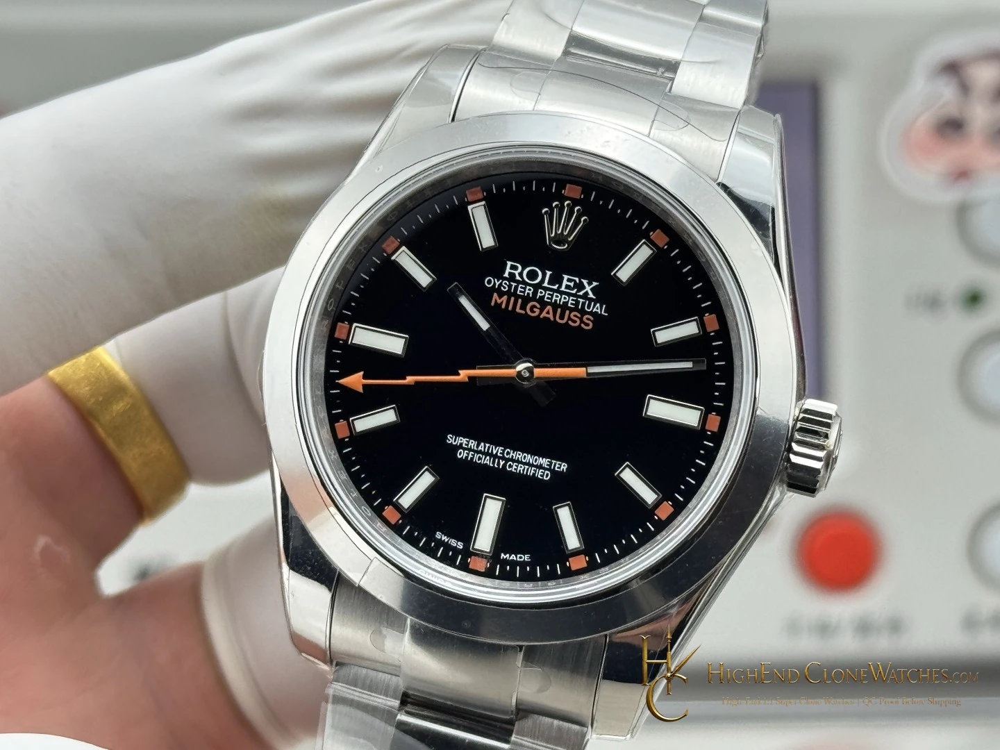 Rolex Milgauss 116400-0001 side case profile super clone watch