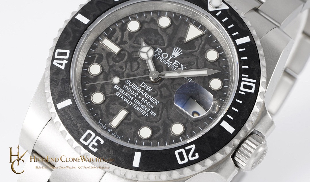Rolex Submariner angled dial view super clone watch