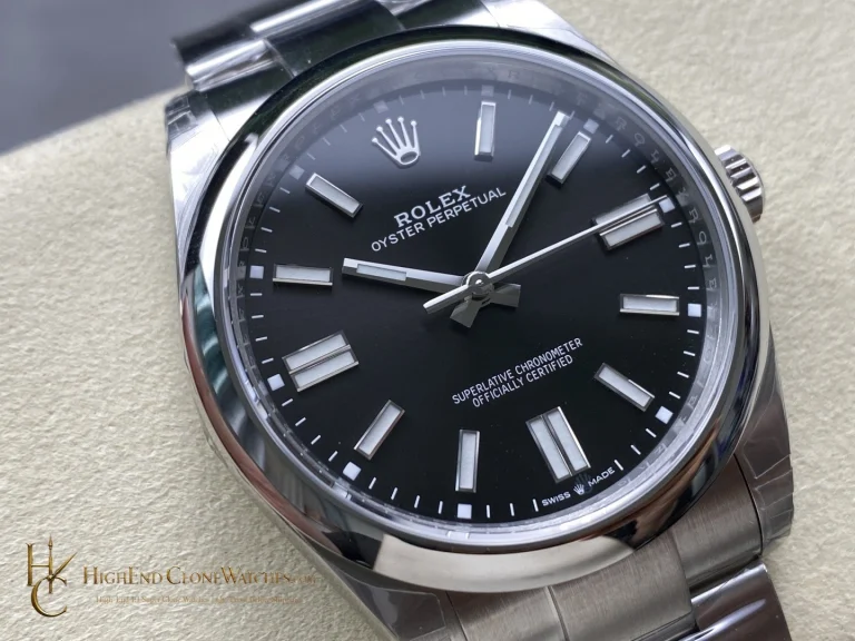 Rolex Oyster Perpetual 124300-0002 angled dial view super clone watch