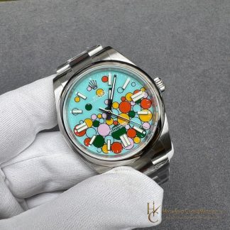 Rolex Oyster Perpetual 126000-0009 angled dial view super clone watch