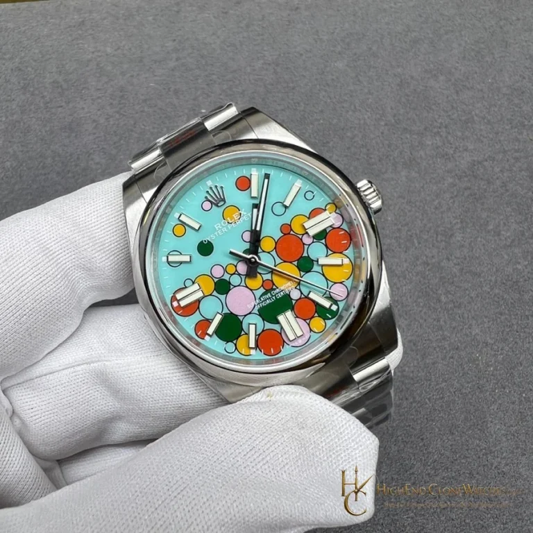 Rolex Oyster Perpetual 126000-0009 angled dial view super clone watch