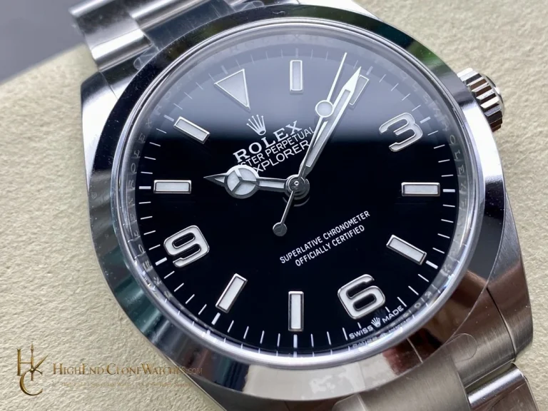 Rolex Oyster Perpetual 124270-0001 angled dial view super clone watch