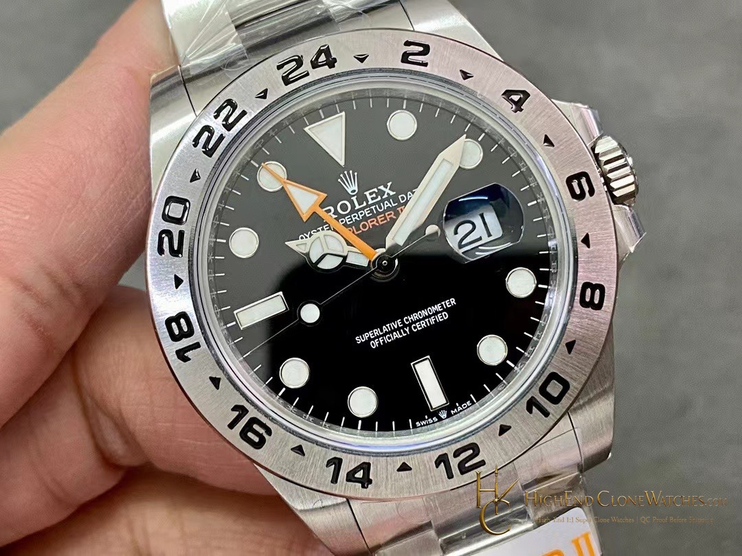Rolex Oyster Perpetual Explorer II 226570 angled dial view super clone watch