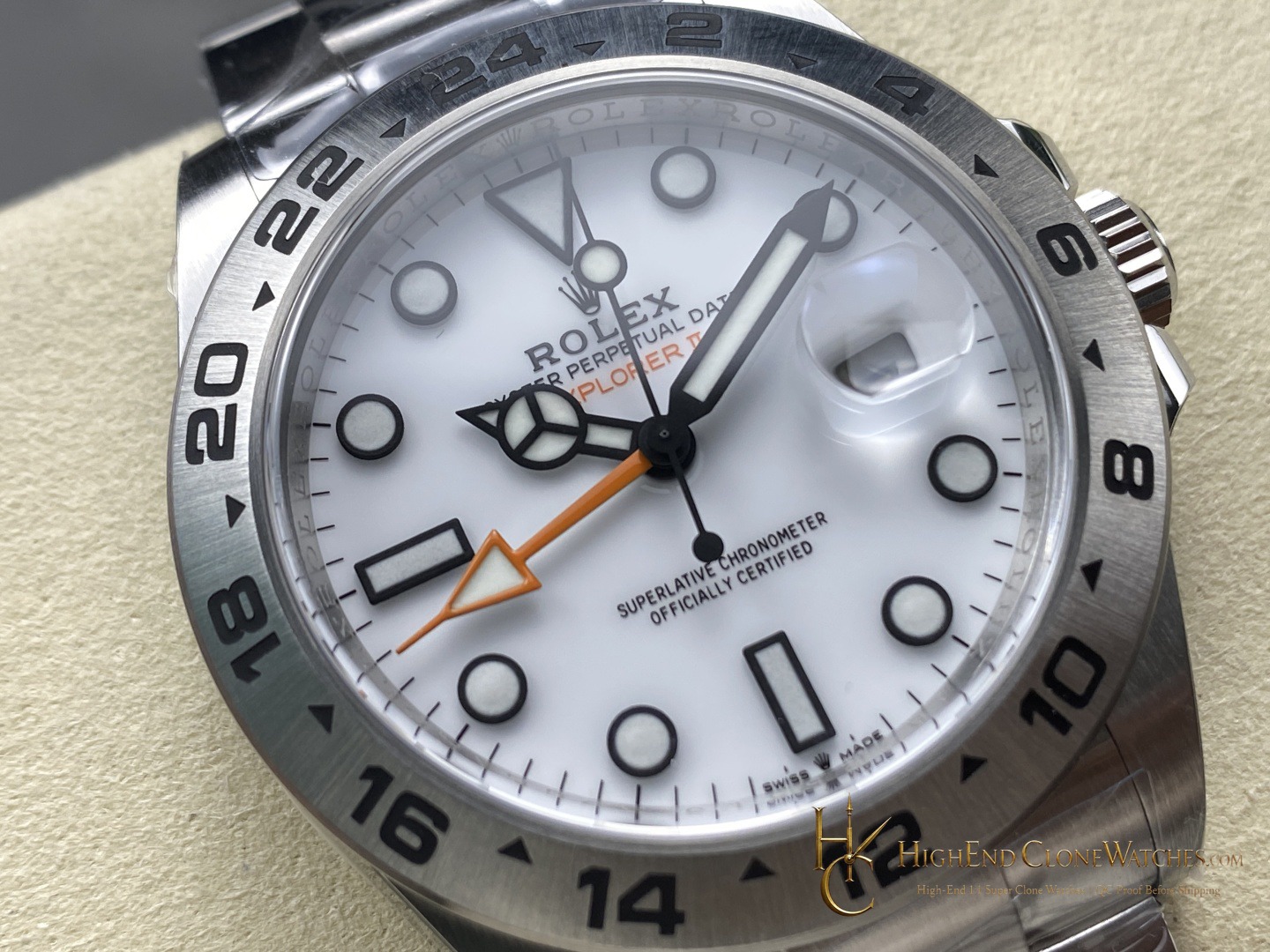 Rolex Oyster Perpetual 226570 angled dial view super clone watch