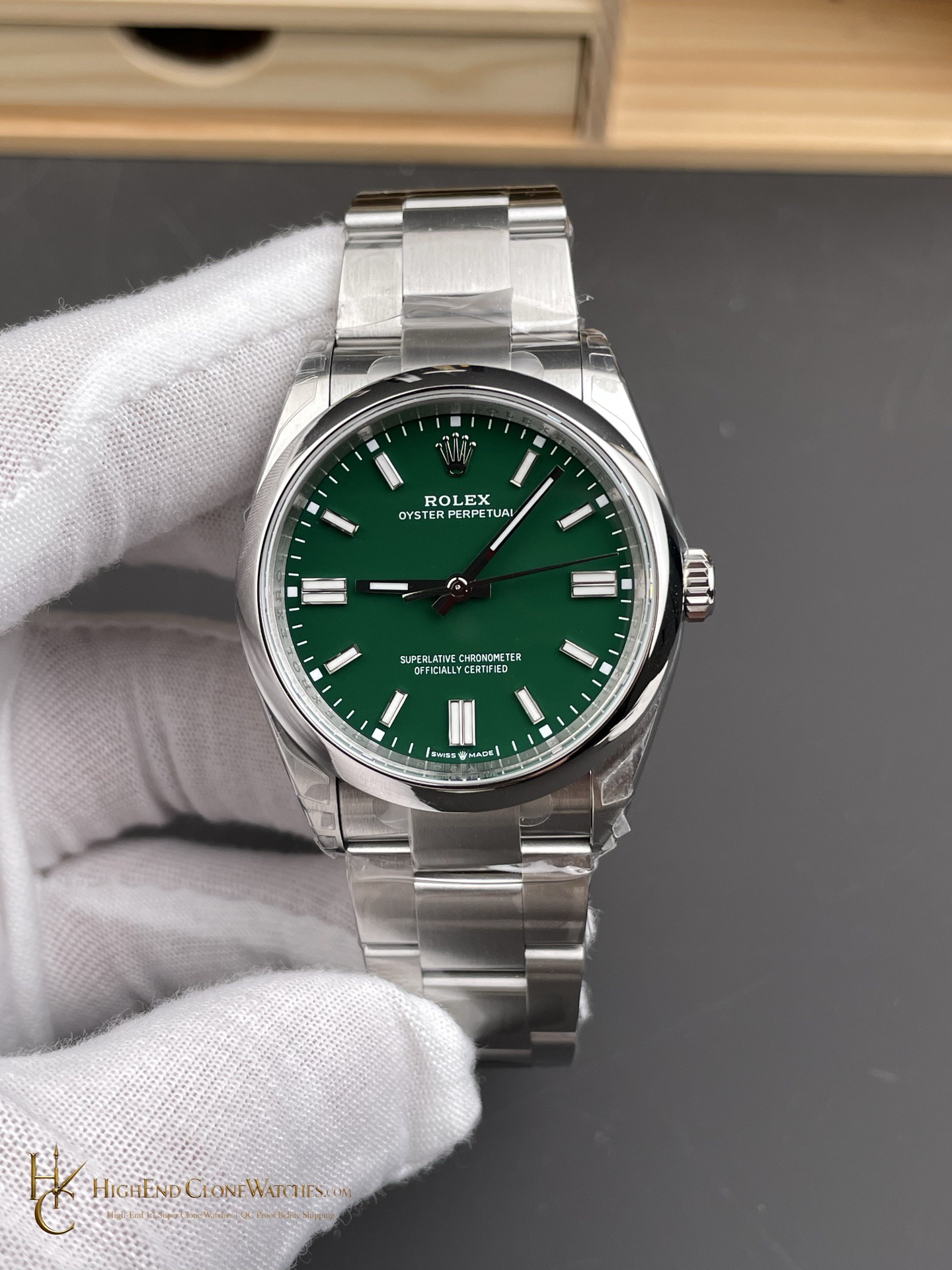Rolex Oyster Perpetual 126000-0005 front view super clone watch