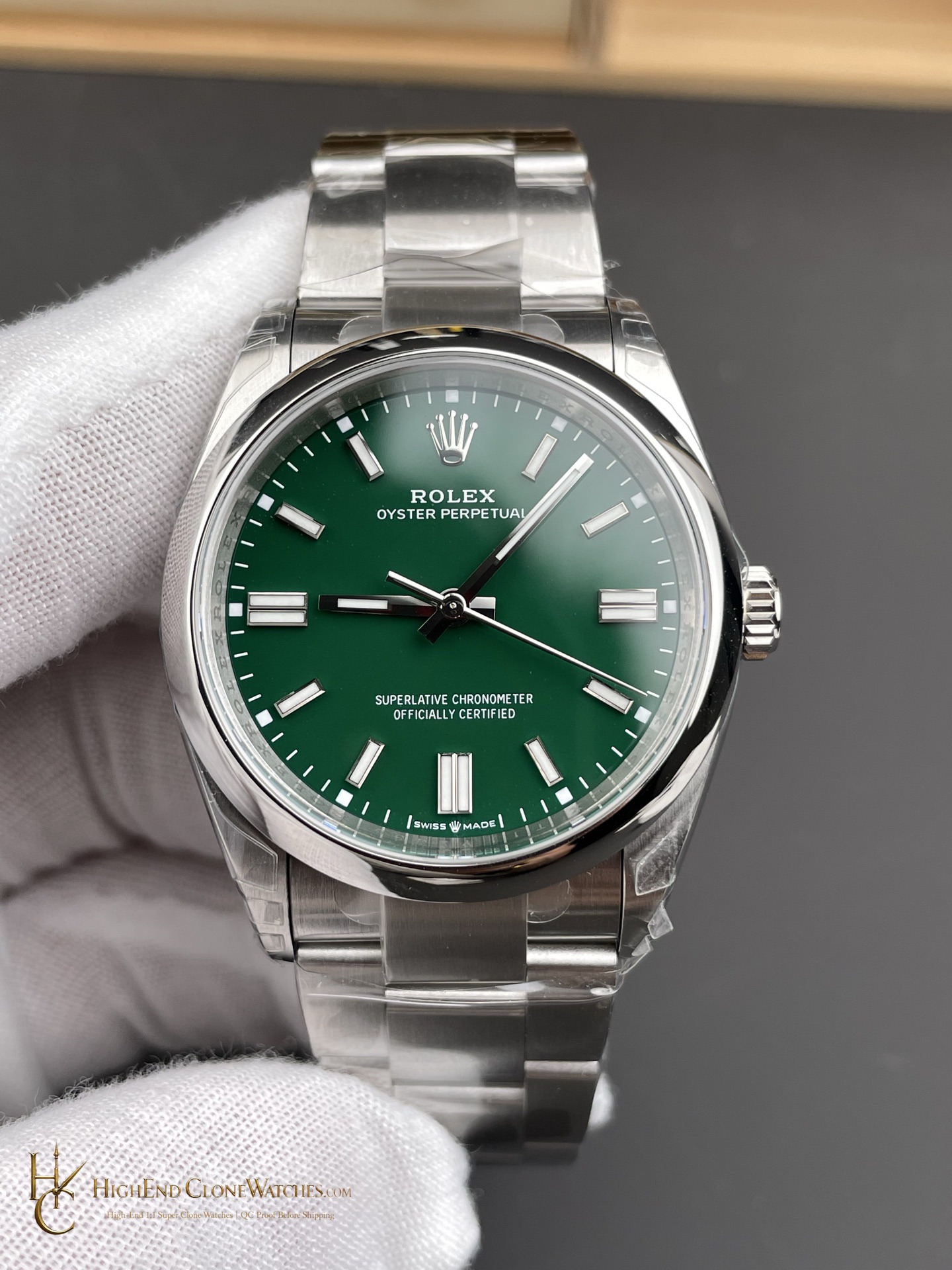 Rolex Oyster Perpetual 126000-0005 dial and marker detail super clone watch