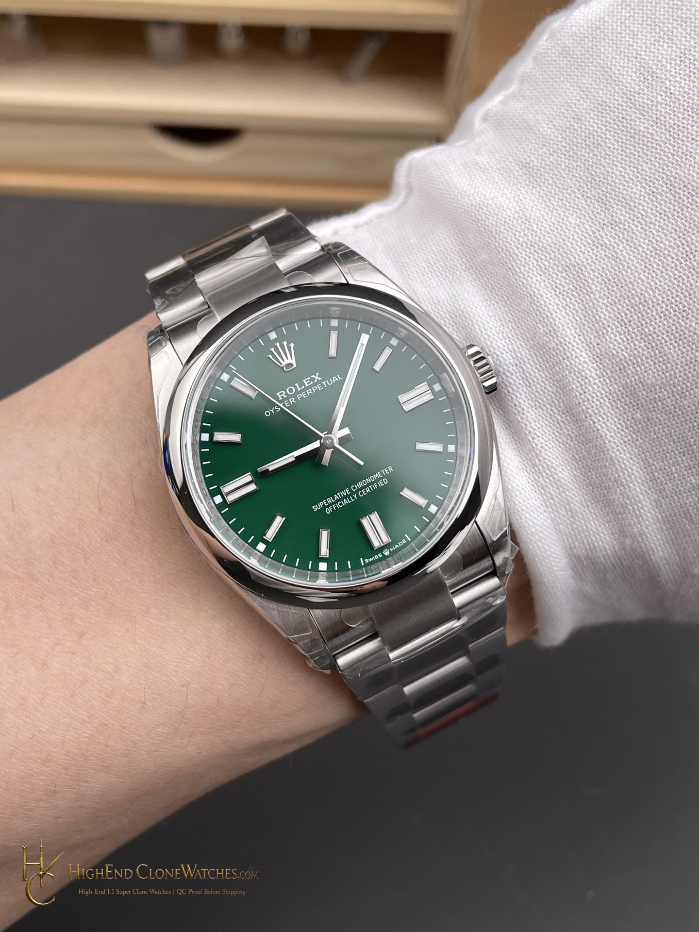 Rolex Oyster Perpetual 126000-0005 caseback view super clone watch