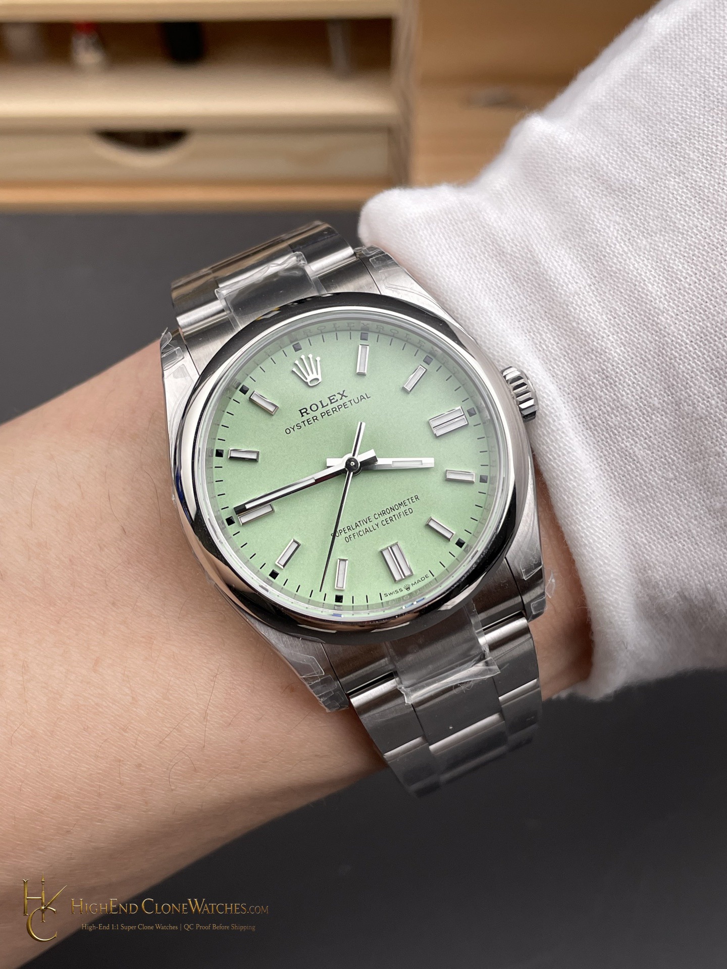 Rolex Oyster Perpetual m126000-0011 caseback view super clone watch