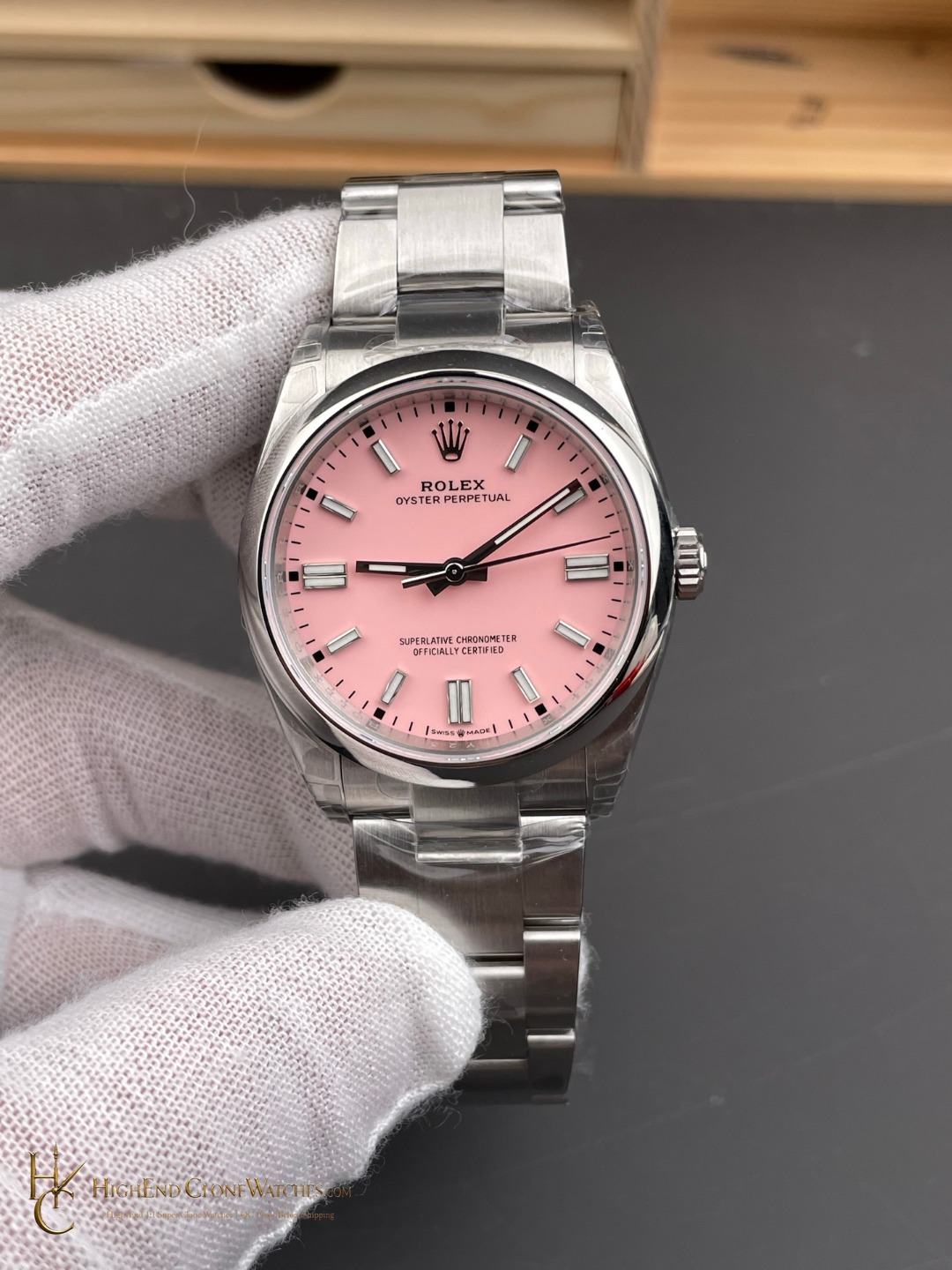 Rolex Oyster Perpetual 126000-0008 front view super clone watch