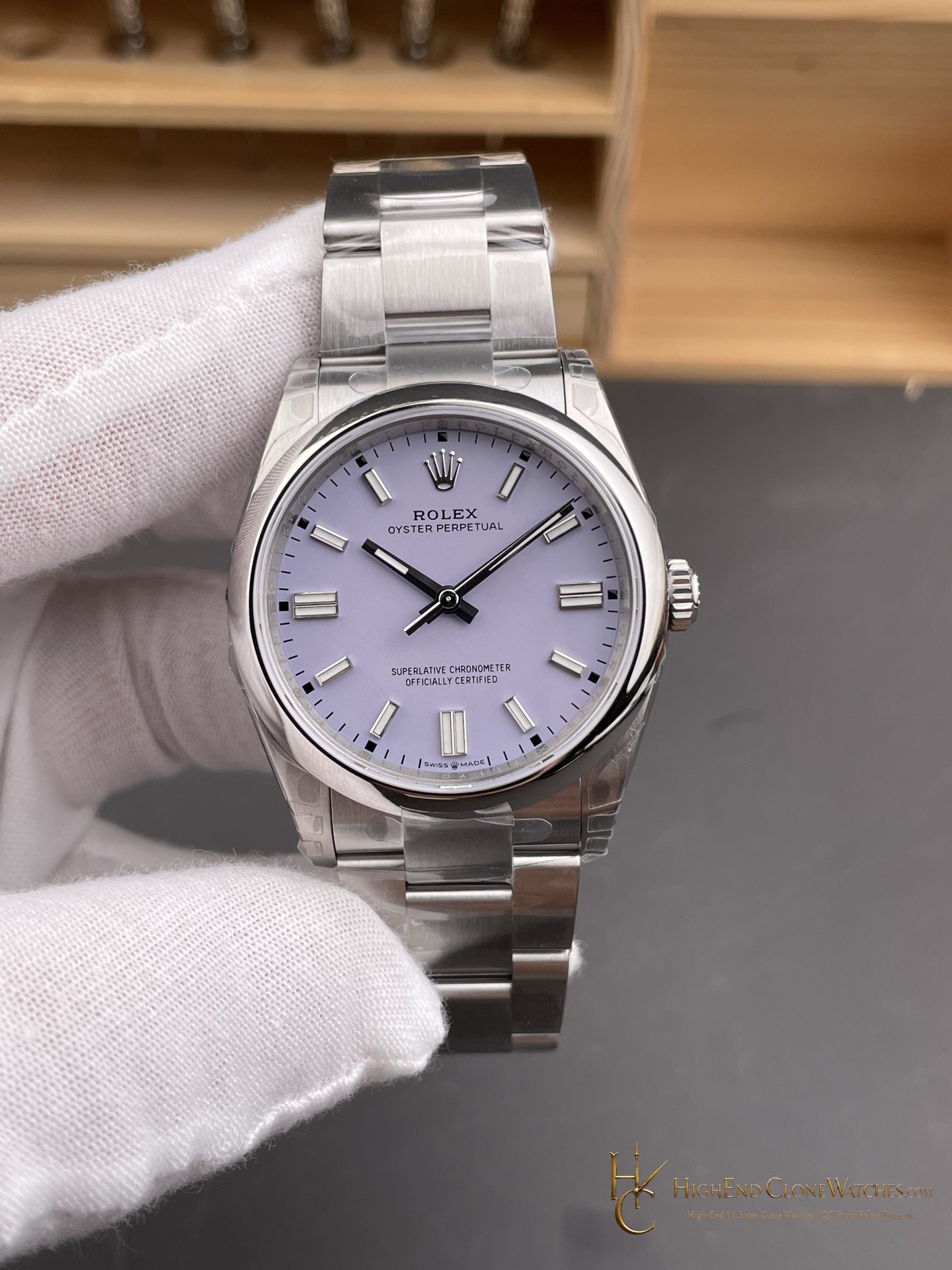 Rolex Oyster Perpetual 126000-0013 front view super clone watch