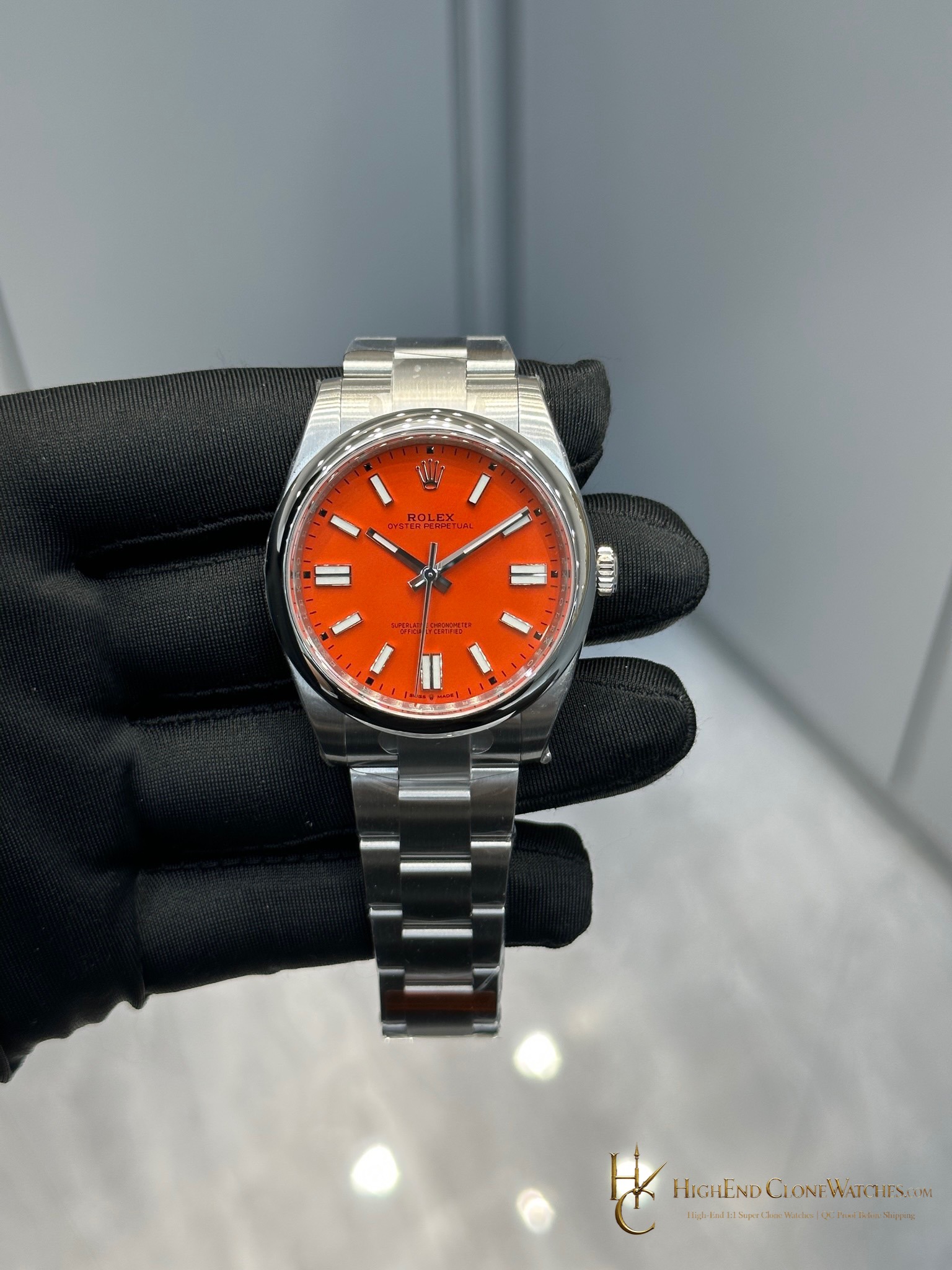 Rolex Oyster Perpetual 124300 front view super clone watch