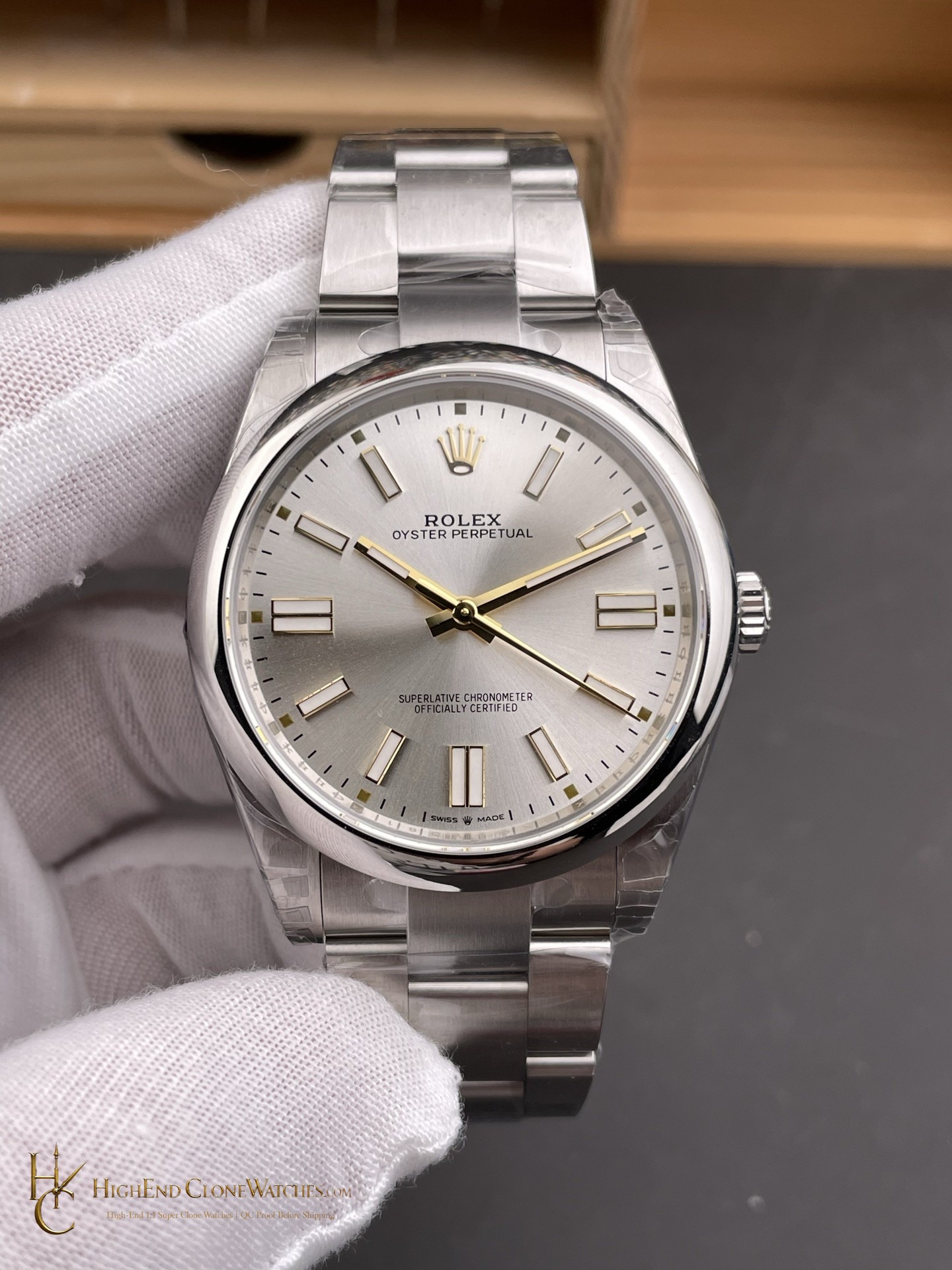 Rolex Oyster Perpetual 126000-0001 dial and marker detail super clone watch