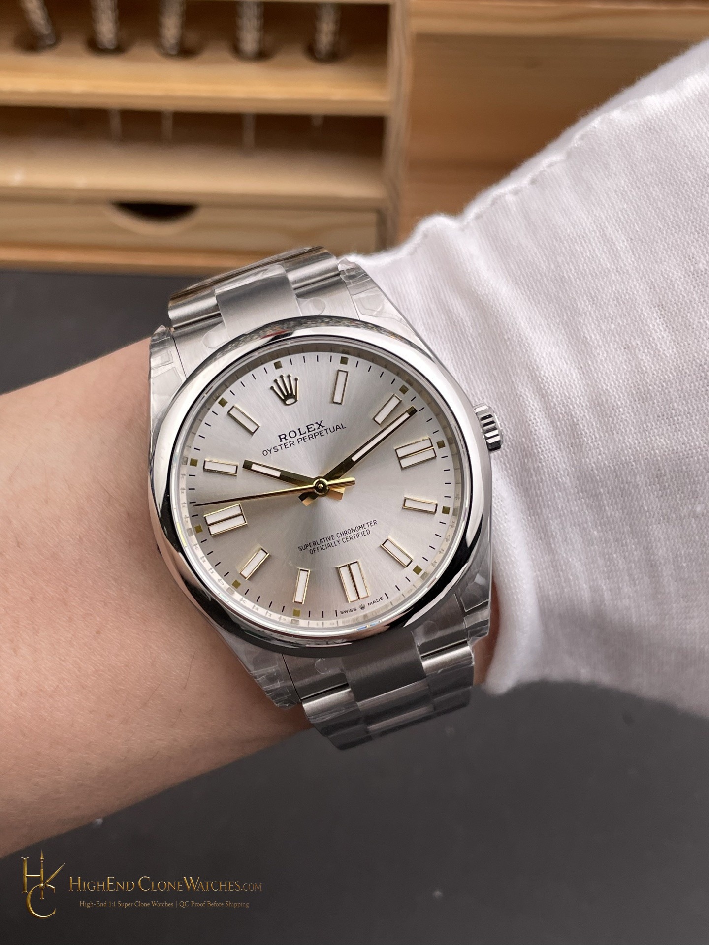Rolex Oyster Perpetual 126000-0001 caseback view super clone watch