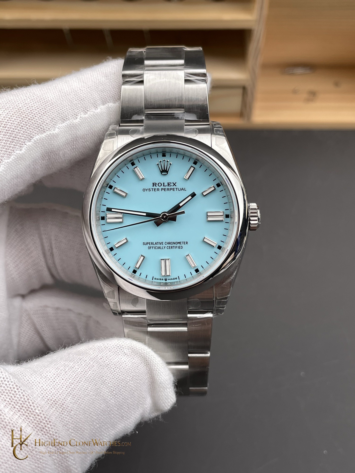Rolex Oyster Perpetual 126000-0006 front view super clone watch
