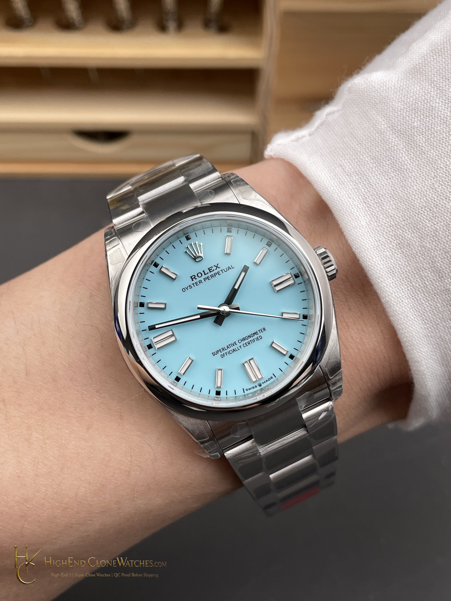 Rolex Oyster Perpetual 126000-0006 caseback view super clone watch