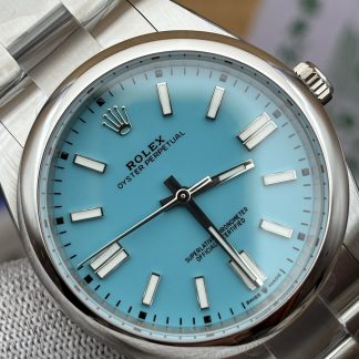 Rolex Oyster Perpetual m124300-0006 angled dial view super clone watch
