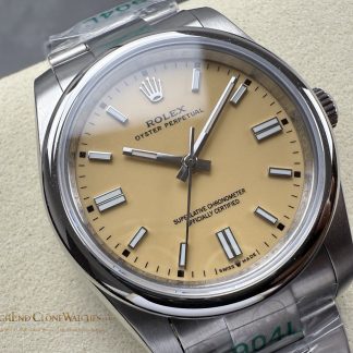 Rolex Oyster Perpetual M126000-0012 angled dial view super clone watch