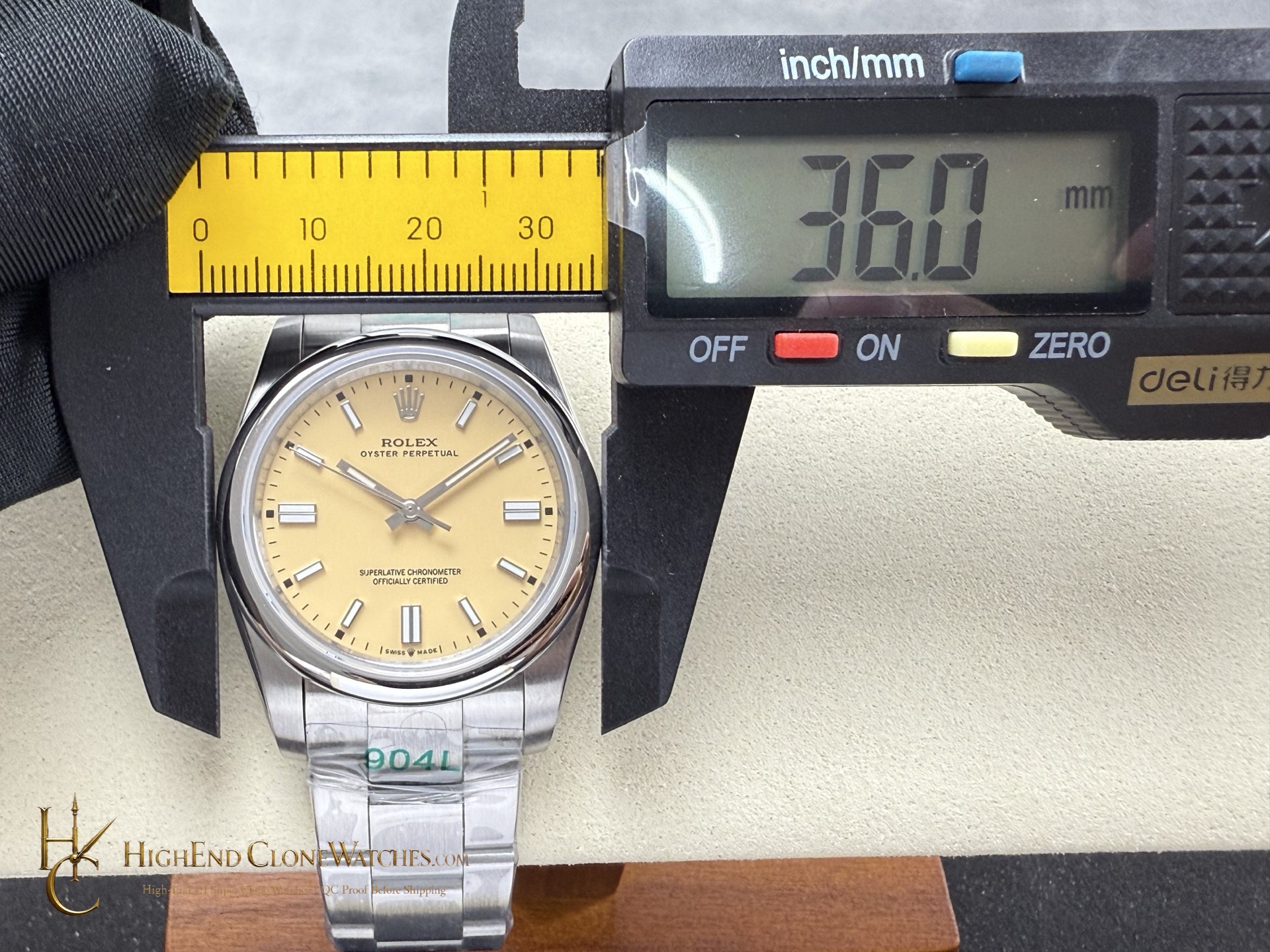 Rolex Oyster Perpetual M126000-0012 caseback view super clone watch