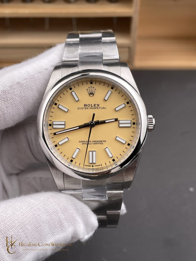 Rolex Oyster Perpetual 134300-0007 angled dial view super clone watch