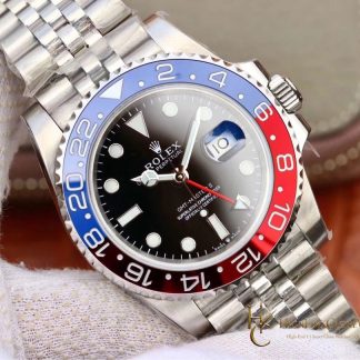 Rolex GMT-Master II 126710BLRO angled dial view super clone watch