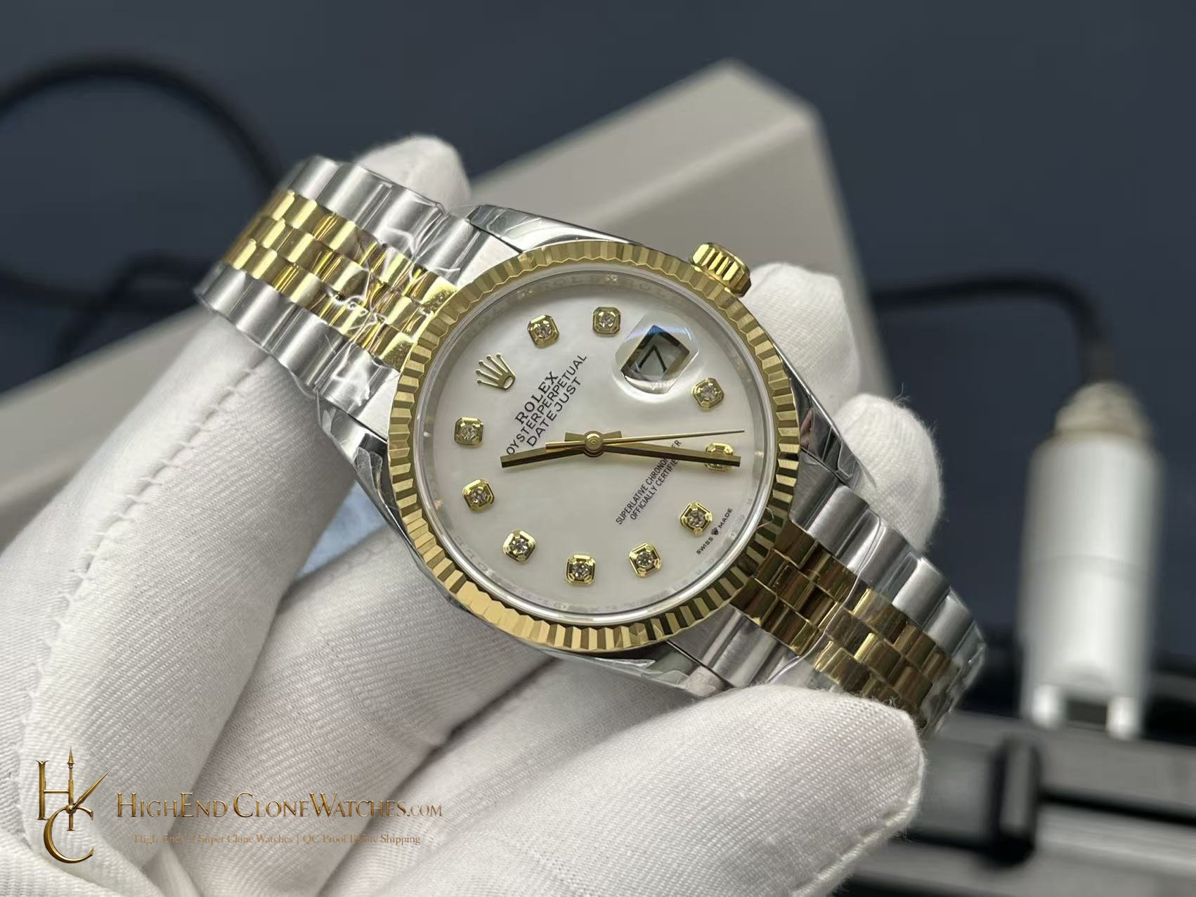 Rolex Datejust 126233 angled dial view super clone watch