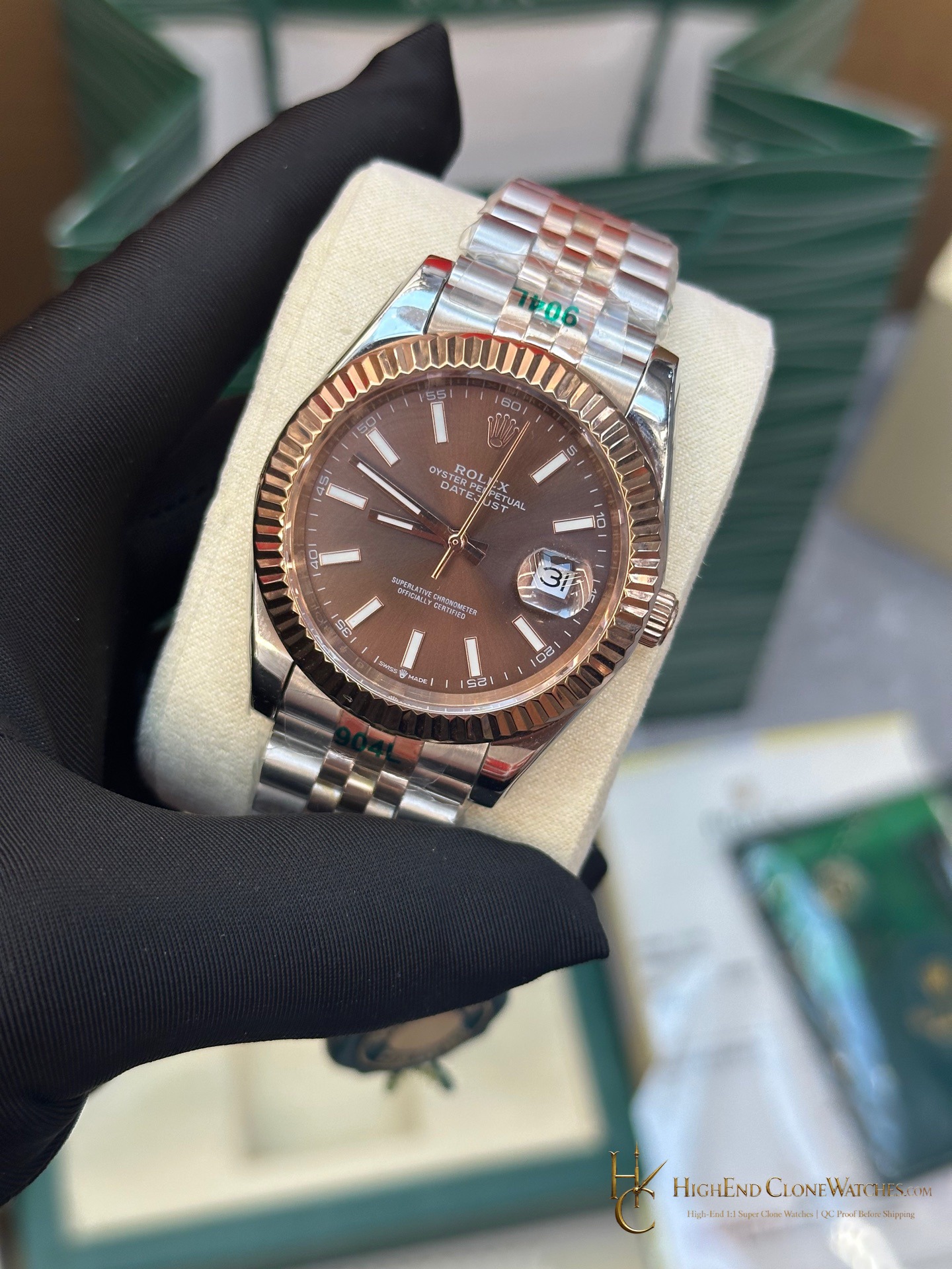 Rolex Datejust m126331-0002 angled dial view super clone watch
