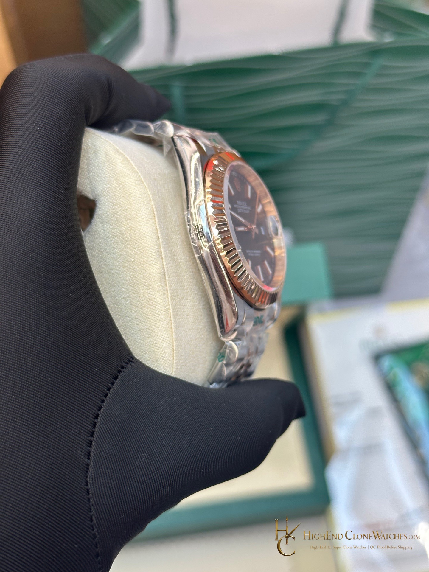 Rolex Datejust m126331-0002 crown and case detail super clone watch