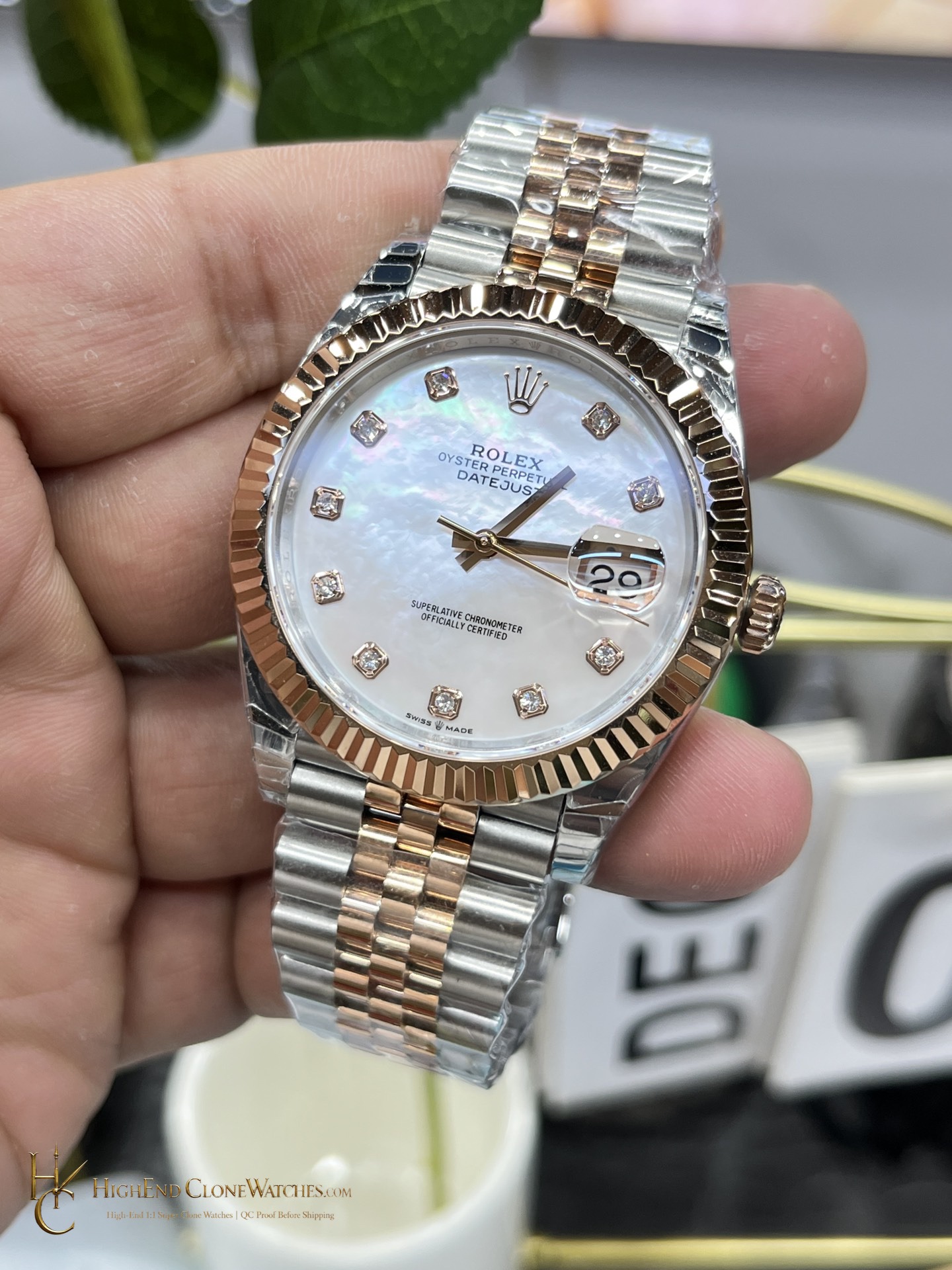 Rolex Datejust 41 m126331-0014 angled dial view super clone watch