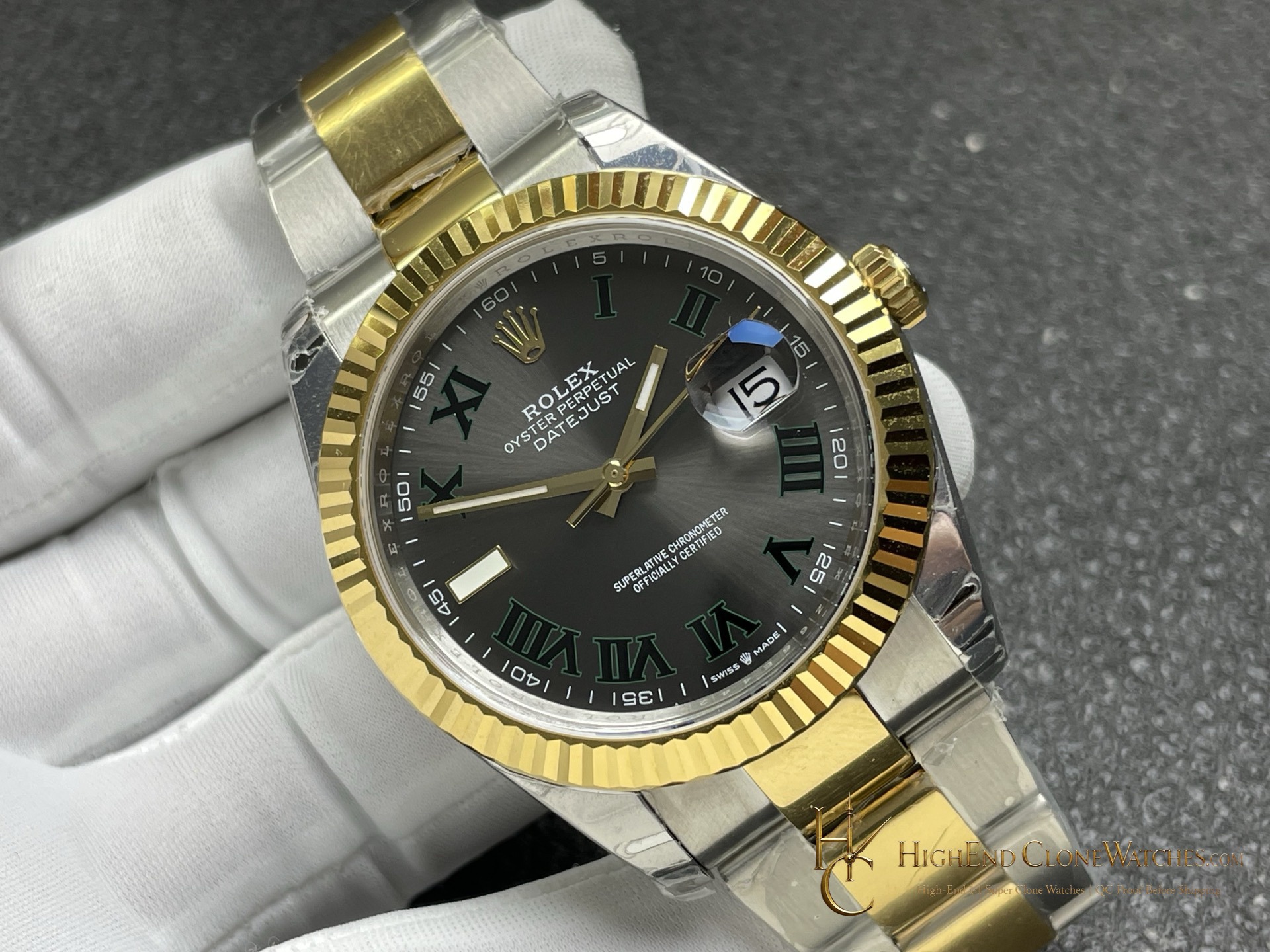 Rolex Datejust 41 m126333-0019 angled dial view super clone watch