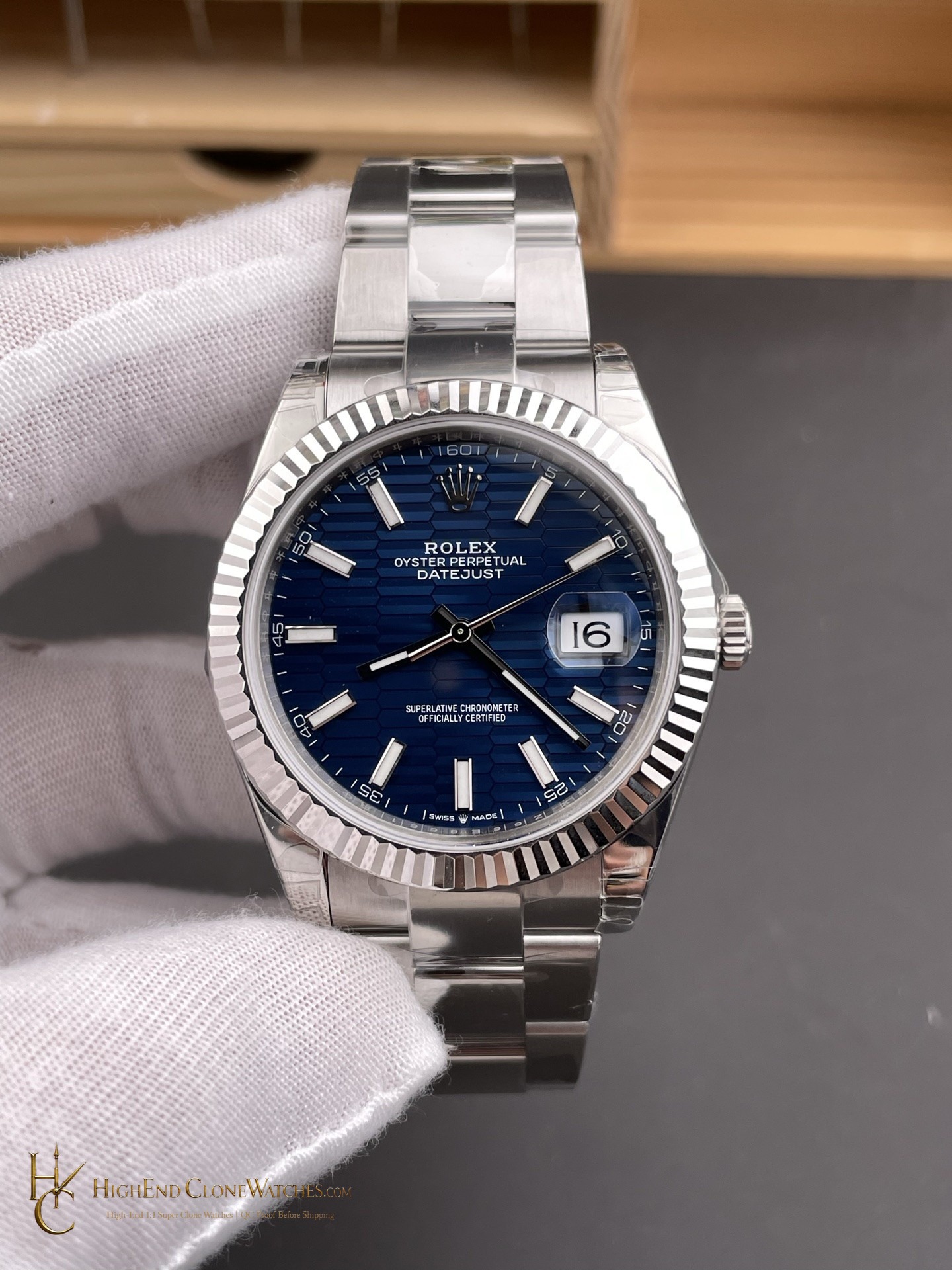 Rolex Datejust m126334-0031 front view super clone watch
