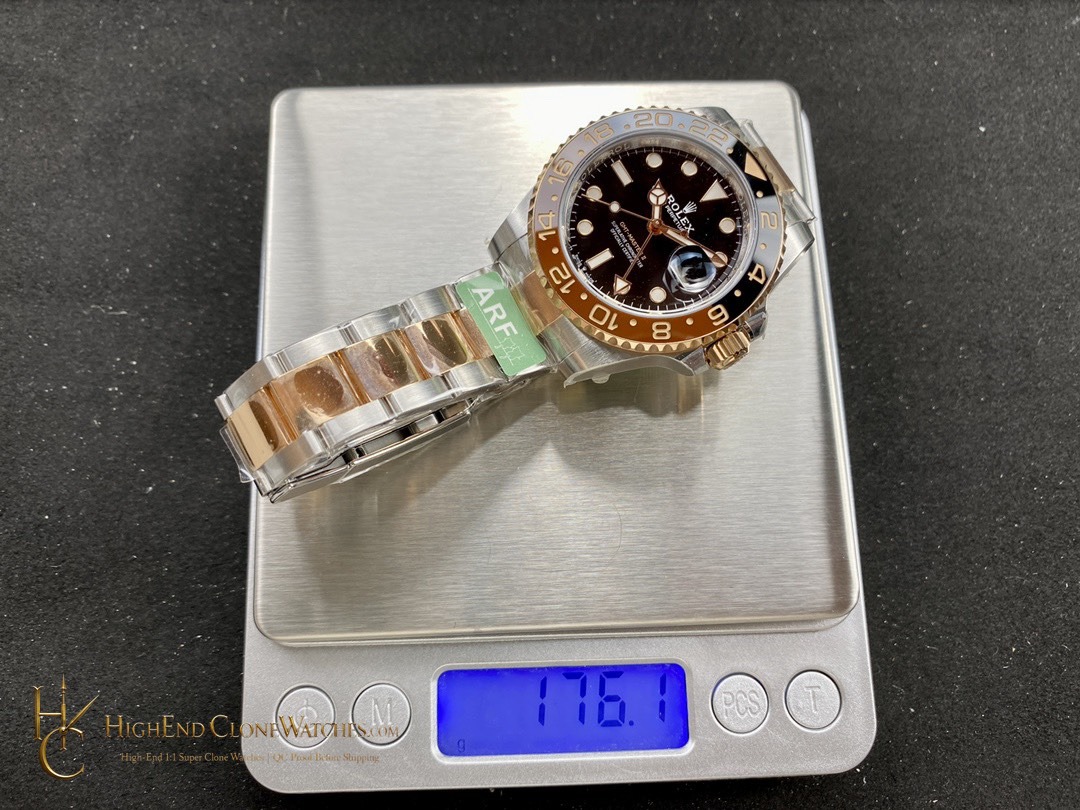 Rolex GMT-Master II 126711CHNR angled dial view super clone watch